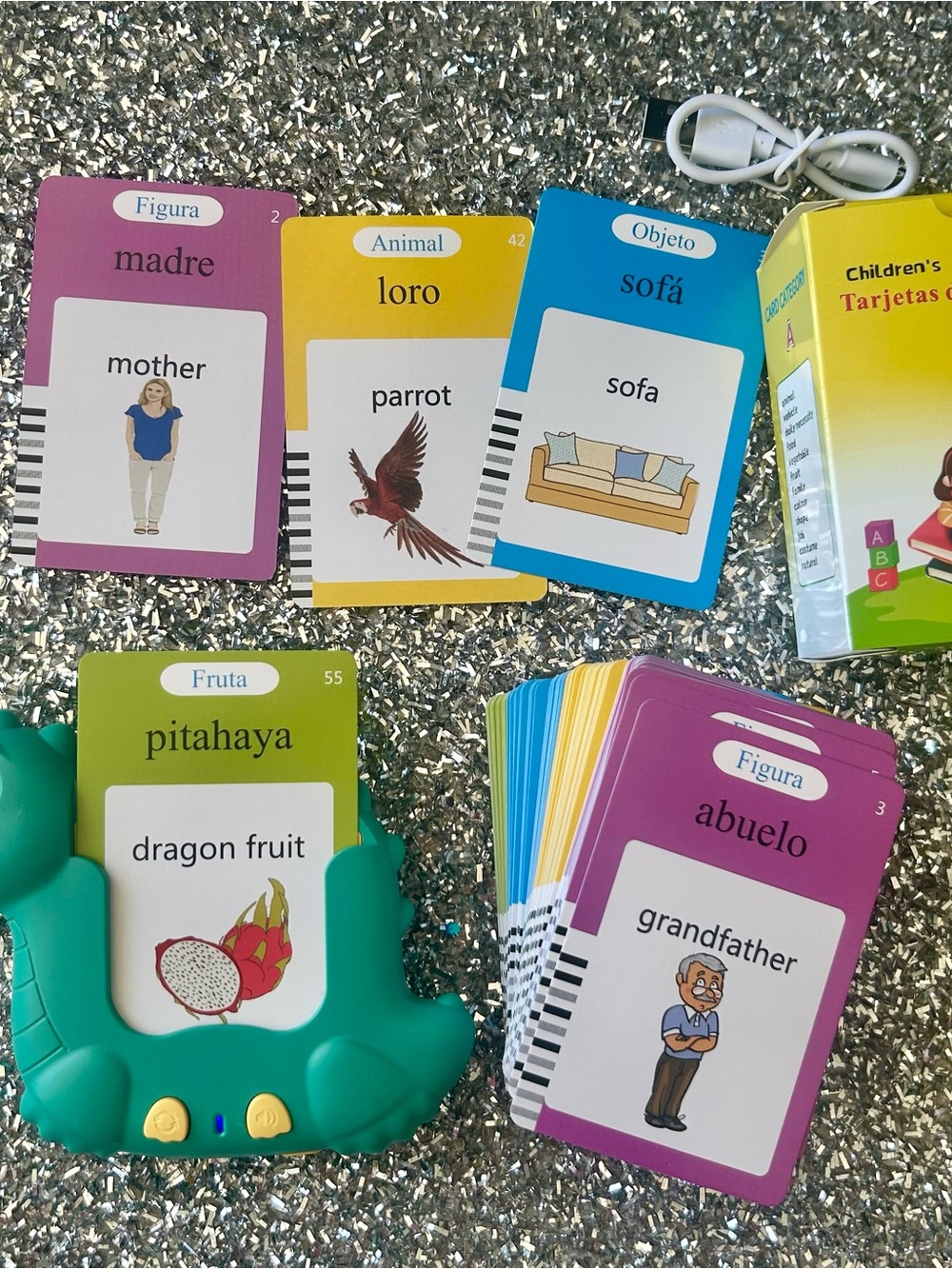 Children's Bilingual Flash Cards - Spanish-English - Multicolor